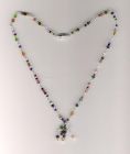 Multi coloured necklace with small cluster.
