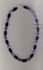 Blue and millefiore glass bead necklace.